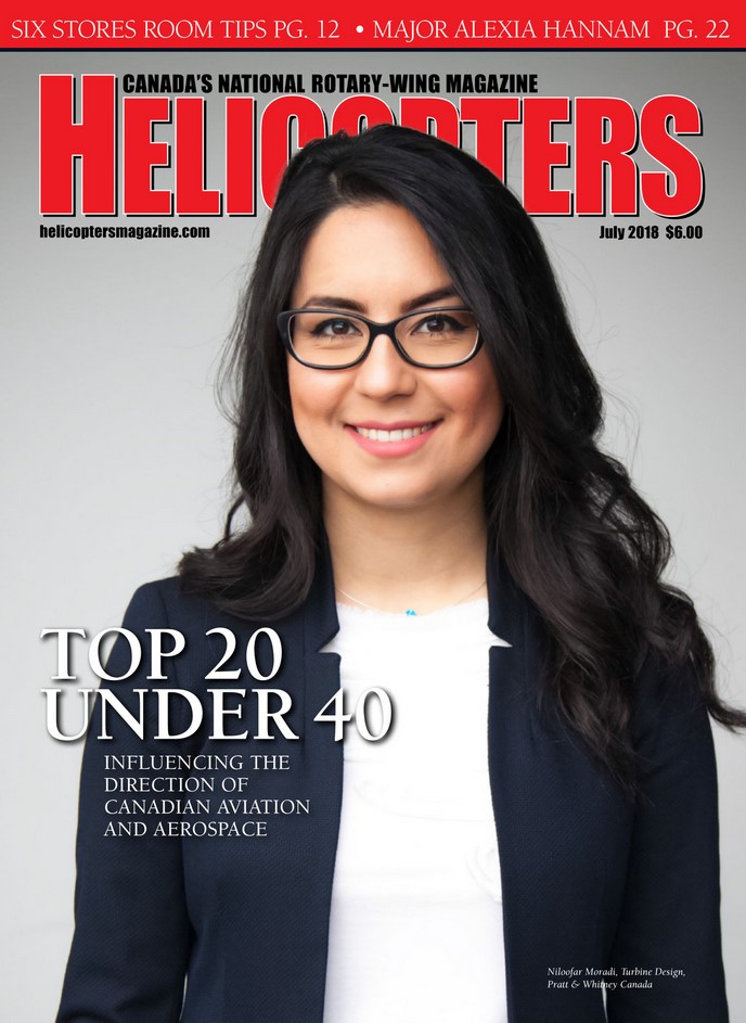 Cover of Helicopters Magazine's Top 20 Under 40 Issue featuring WinAir Business Development Manager, Jeff Muir - Aviation Management Software