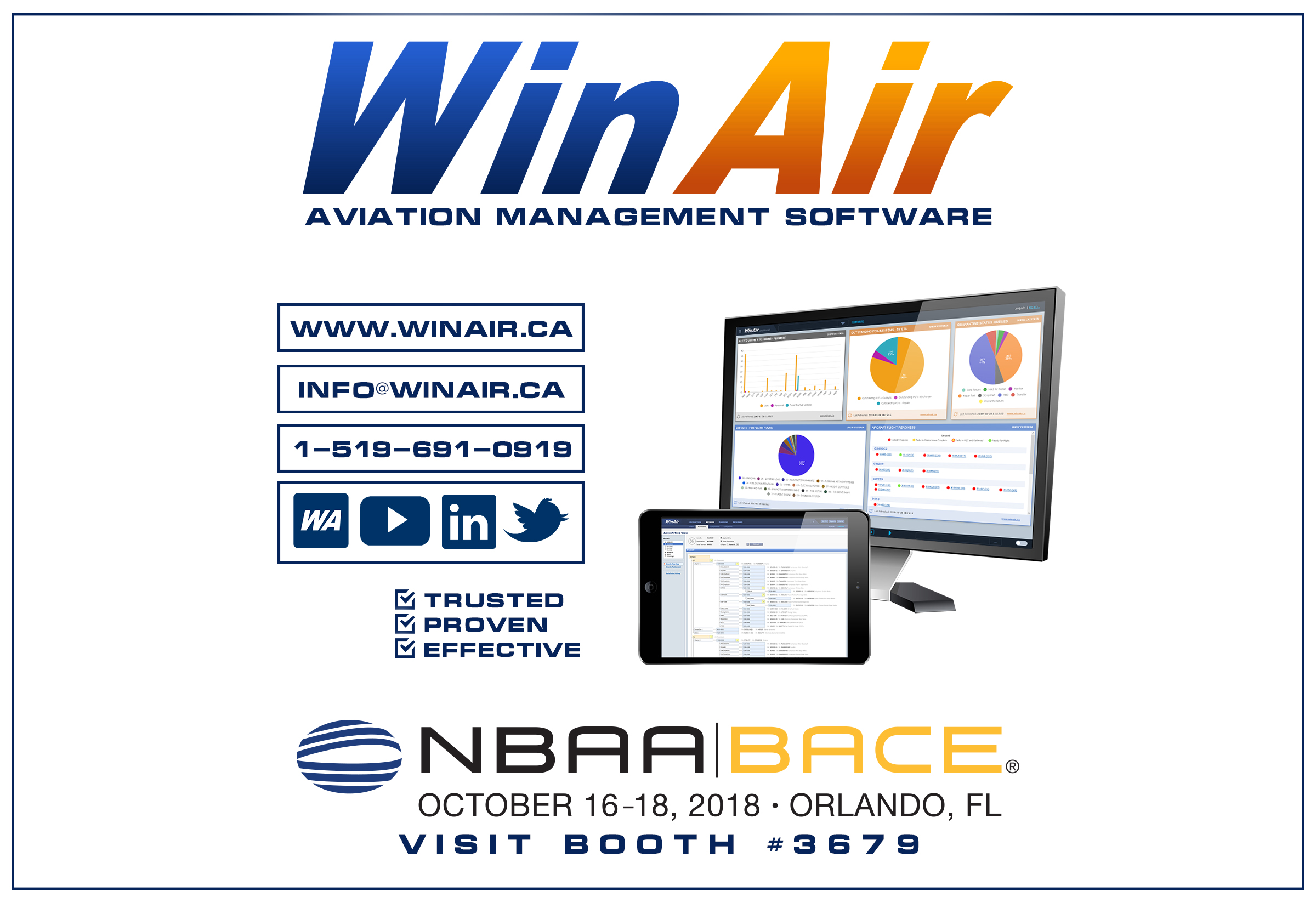 WinAir - Aviation Management Software - NBAA 2018 Promotional Image - Booth 3679