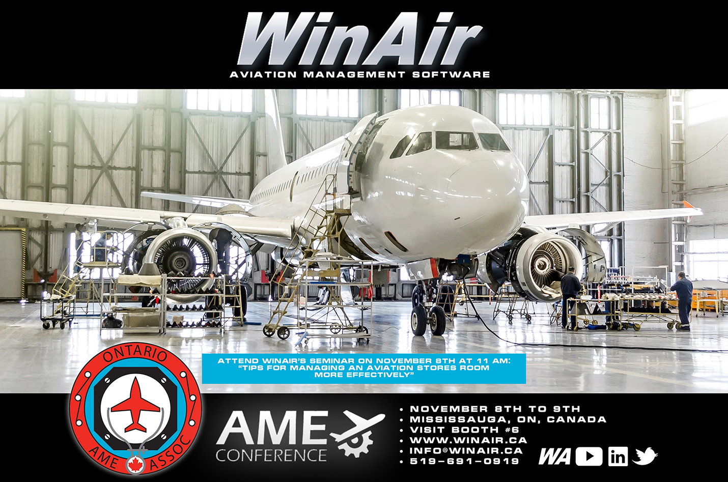 WinAir - Aviation Management Software - Ontario AME Conference - Visit Booth 6 - Promotional Event Image