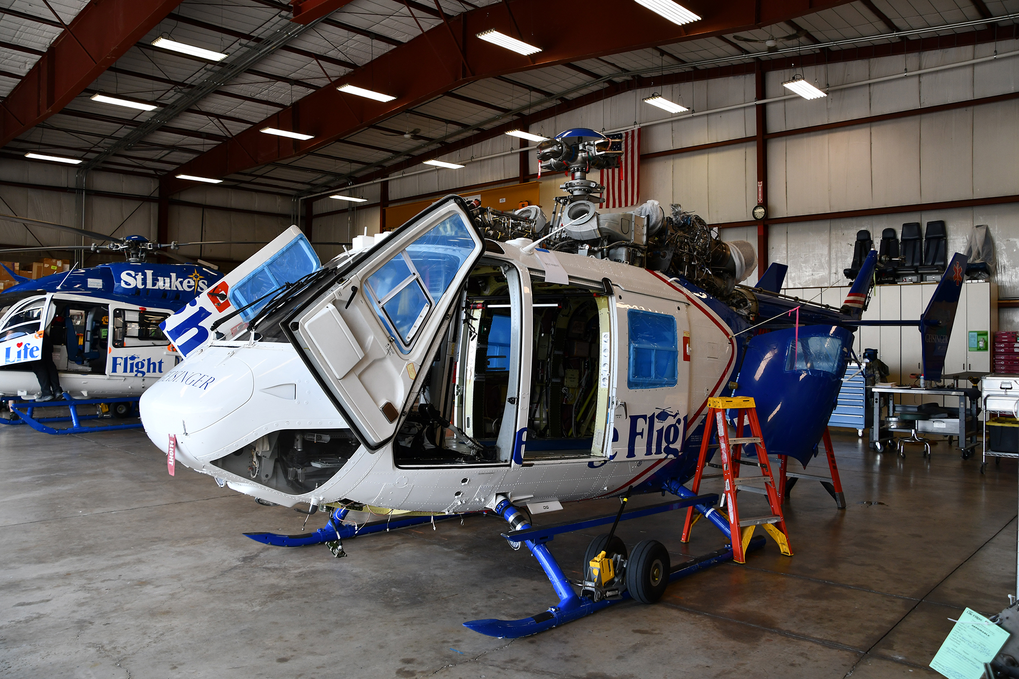 Geisinger Life Flight - BK117 Helicopter Undergoing Maintenance at Life Flight 1 base