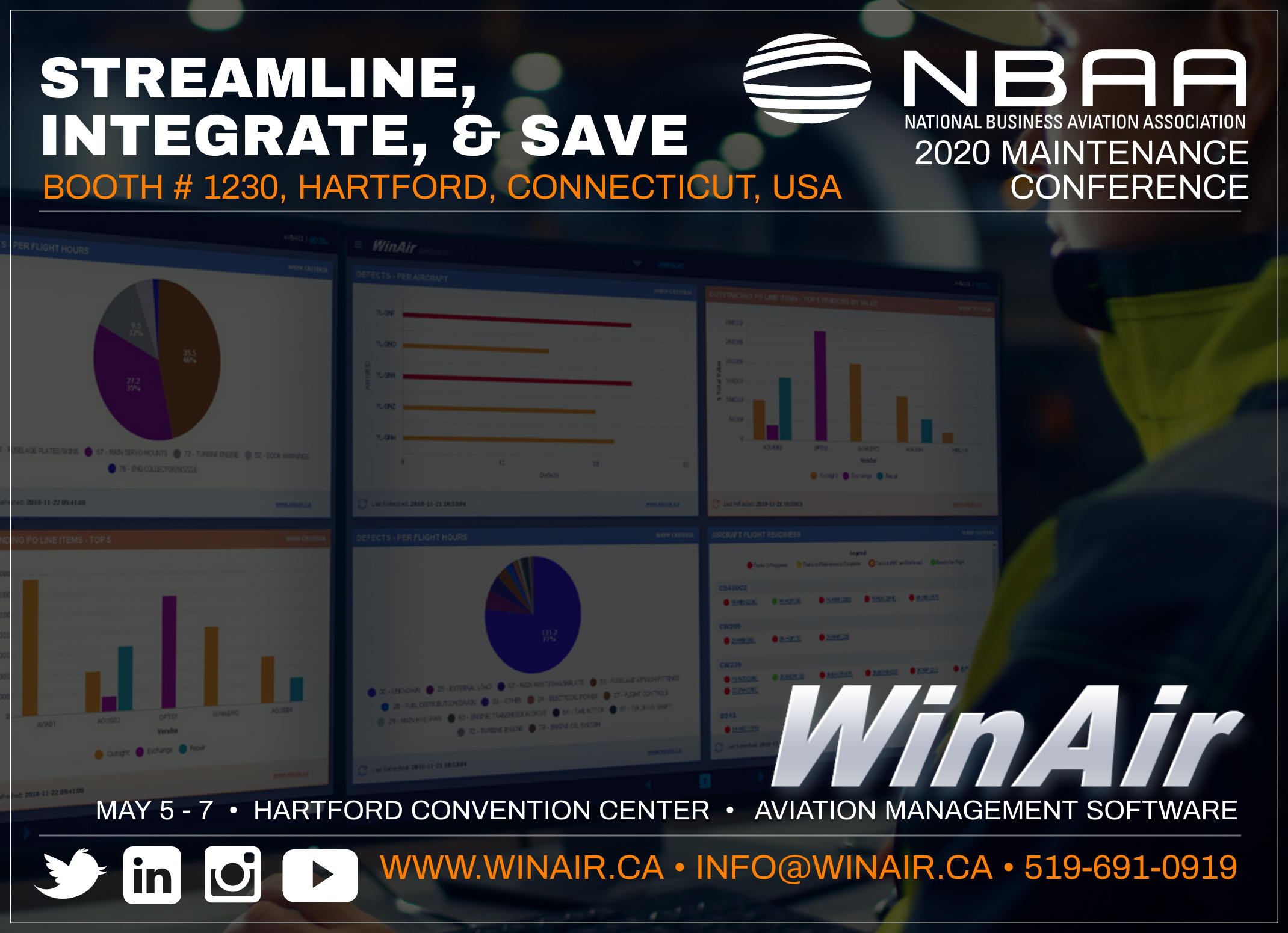 WinAir - Booth 1230 - Aviation Management Software - NBAA 2020 Maintenance Conference