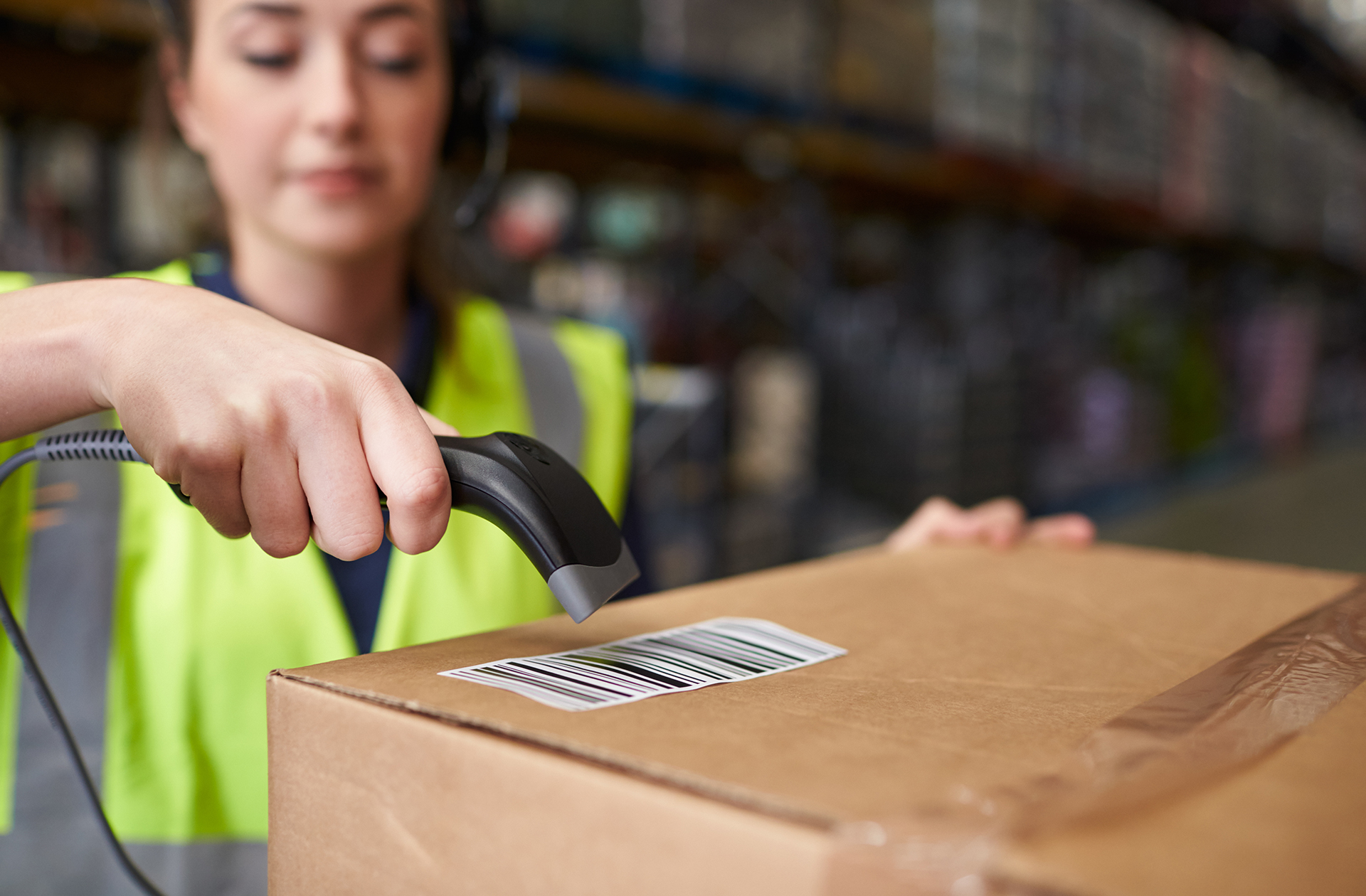 Employee using a Barcode Scanner for Part Sales at an Aviation Operation