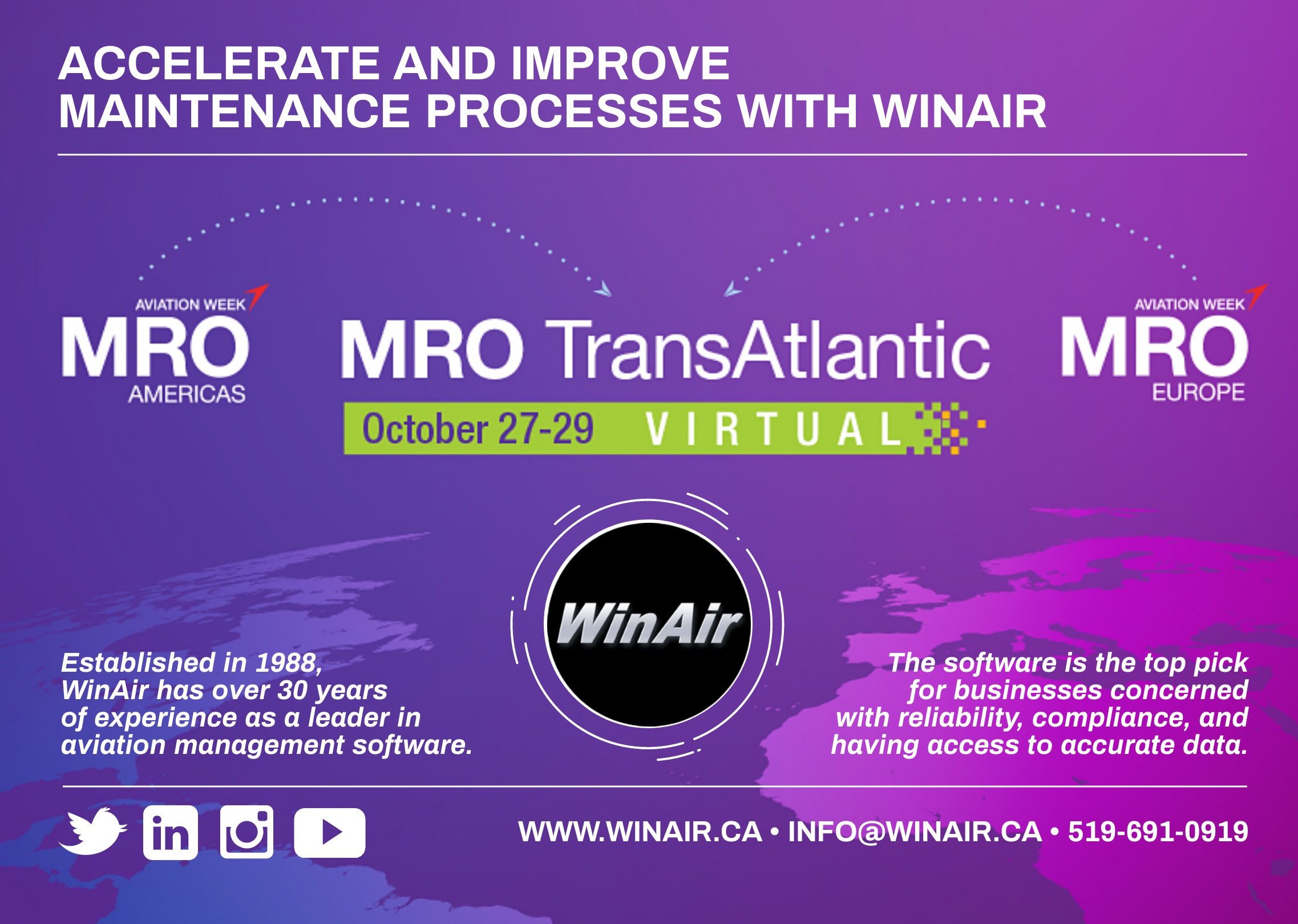 WinAir at the 2020 MRO TransAtlantic Virtual Maintenance Conference - Promotional Image - Aviation Management Software
