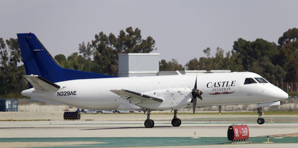 Castle Aviation - A Saab 340B Aircraft Takes-off