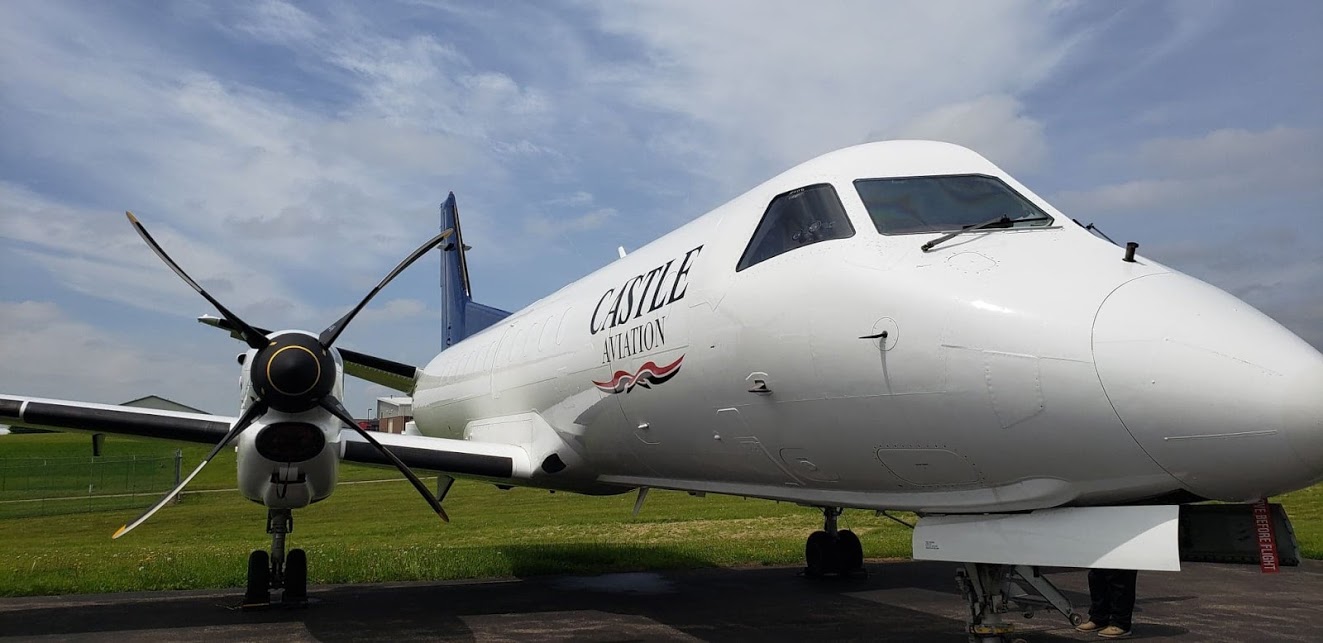 Castle Aviation - Close-up image of a Saab 340B Aircraft