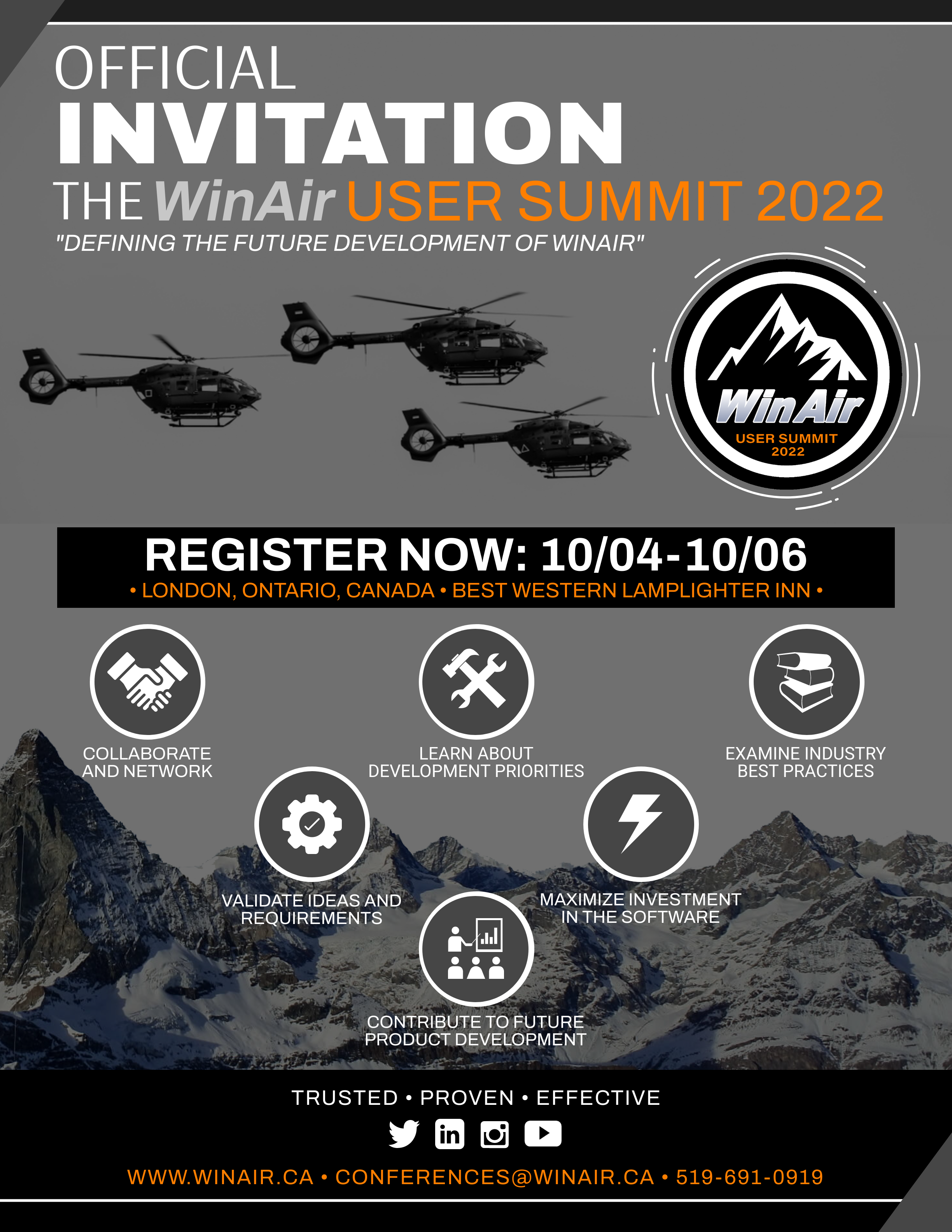 The WinAir User Summit 2022 - Official Invitation - Register Now - 10-04 to10-06